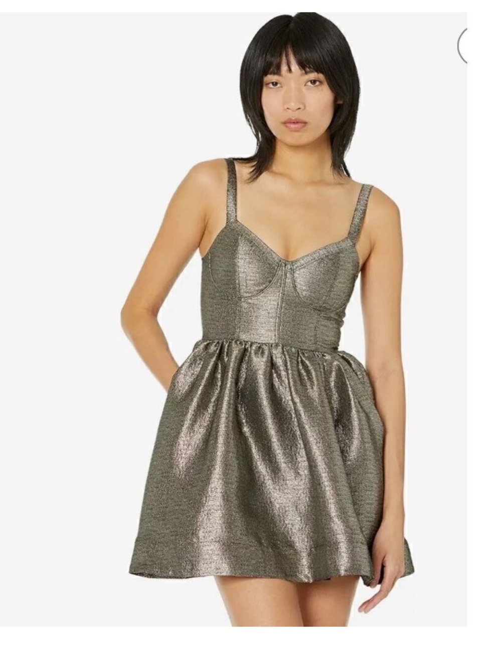 All Saints Metallic Aimsie  Mini Dress with Structured Bust